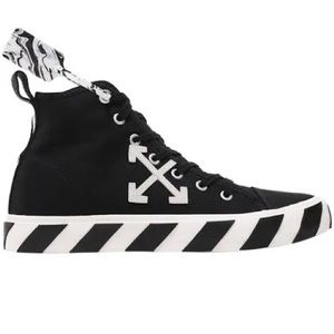 Off white black and white vulcanized mid top